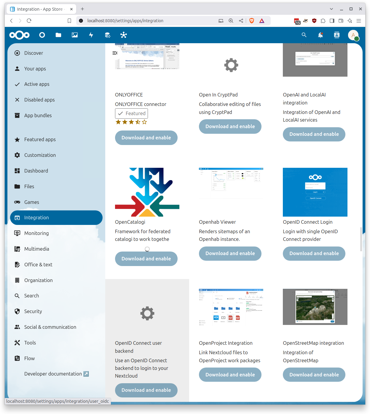 Homepage Nextcloud