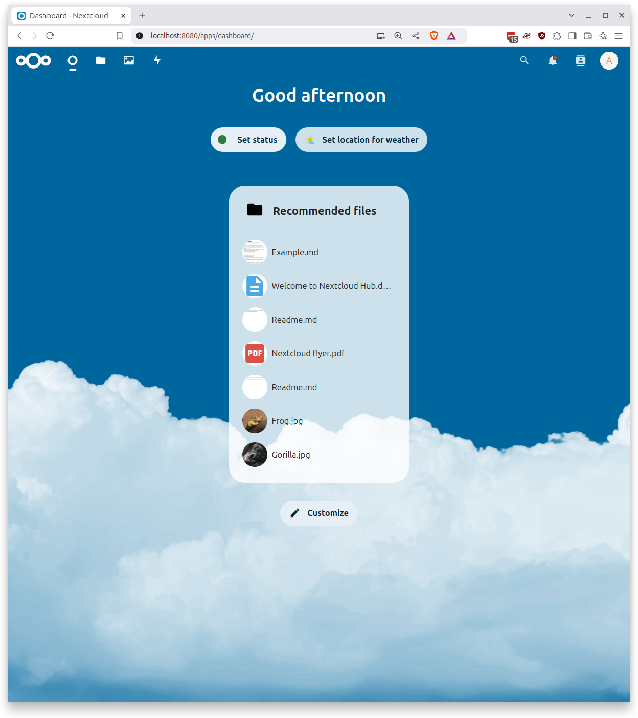 Homepage Nextcloud