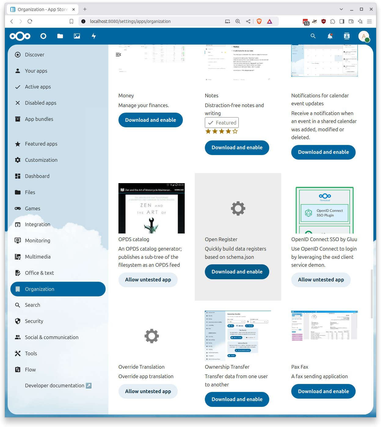 Homepage Nextcloud